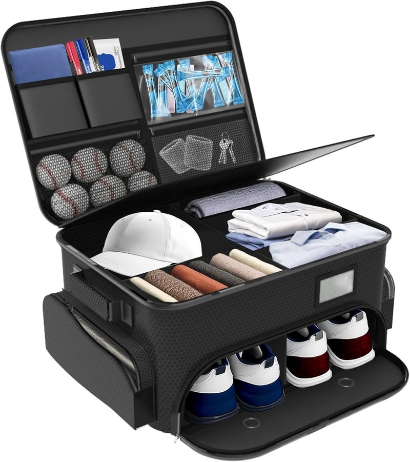 WALMANN Golf Trunk Organizer – Large 2-Layer Storage Bag with Ventilated Shoe Compartments for 2 Pairs, Waterproof Foldable Golf Gear Organizer - Image 1